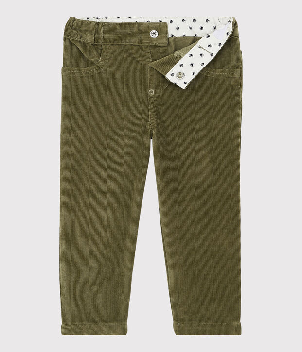 Pantalon en velours b&eacute;b&eacute;. vert