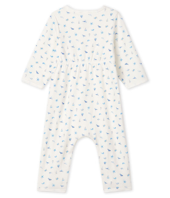 Bodyjama zonder voetjes baby van gebreide stof wit MARSHMALLOW/wit MULTICO