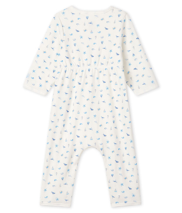 Bodyjama zonder voetjes baby van gebreide stof wit/multicouleur