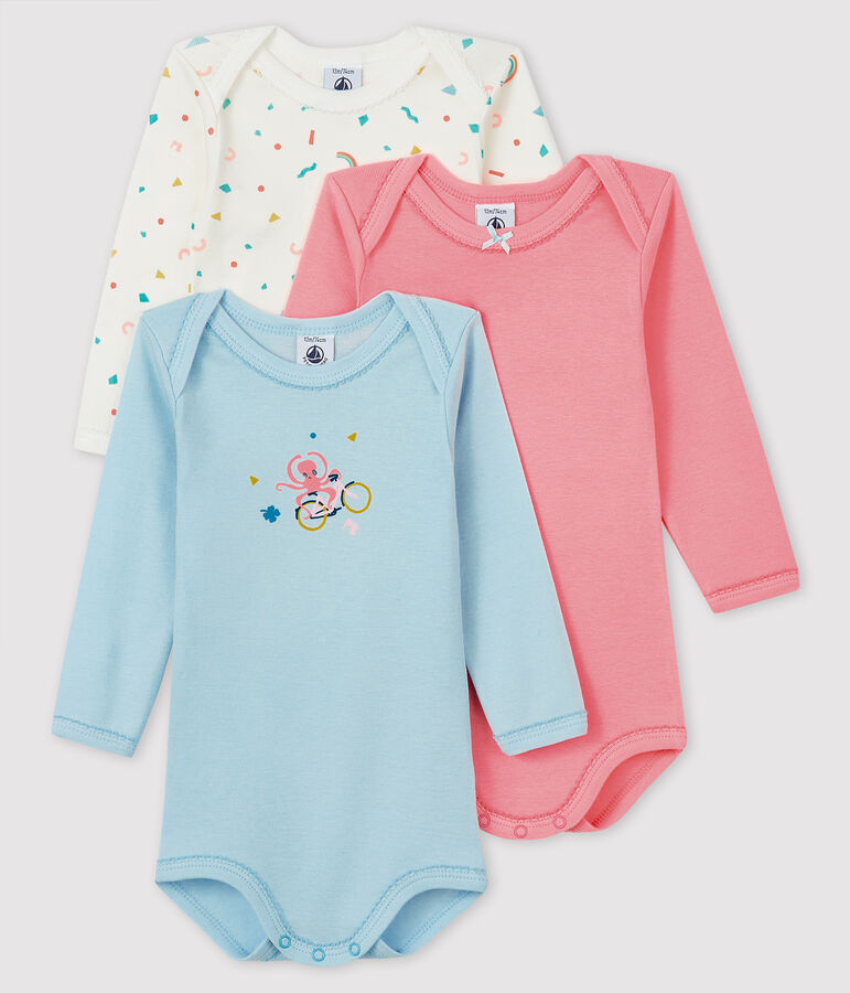 Set van 3 rompertjes met lange mouwen voor baby meisje multicouleur