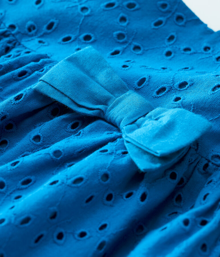 Robe &agrave; bretelles en broderie anglaise b&eacute;b&eacute; fille bleu MYKONOS