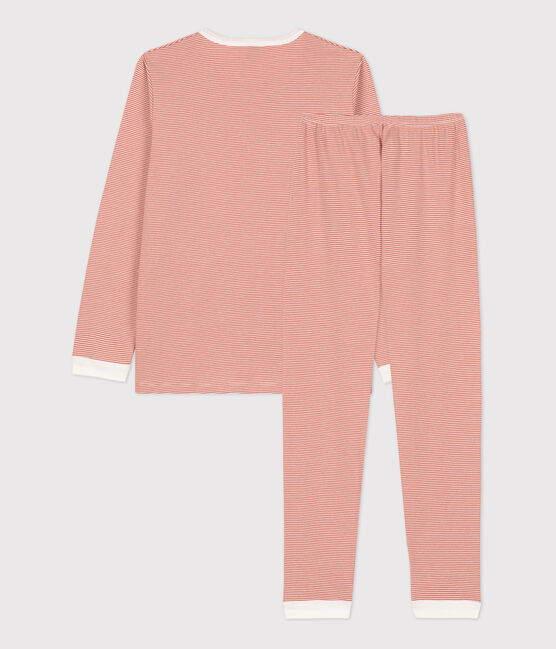 Katoenen pyjama met milleraiesprint voor kleine meisjes en jongens roze BRANDY/wit MARSHMALLOW