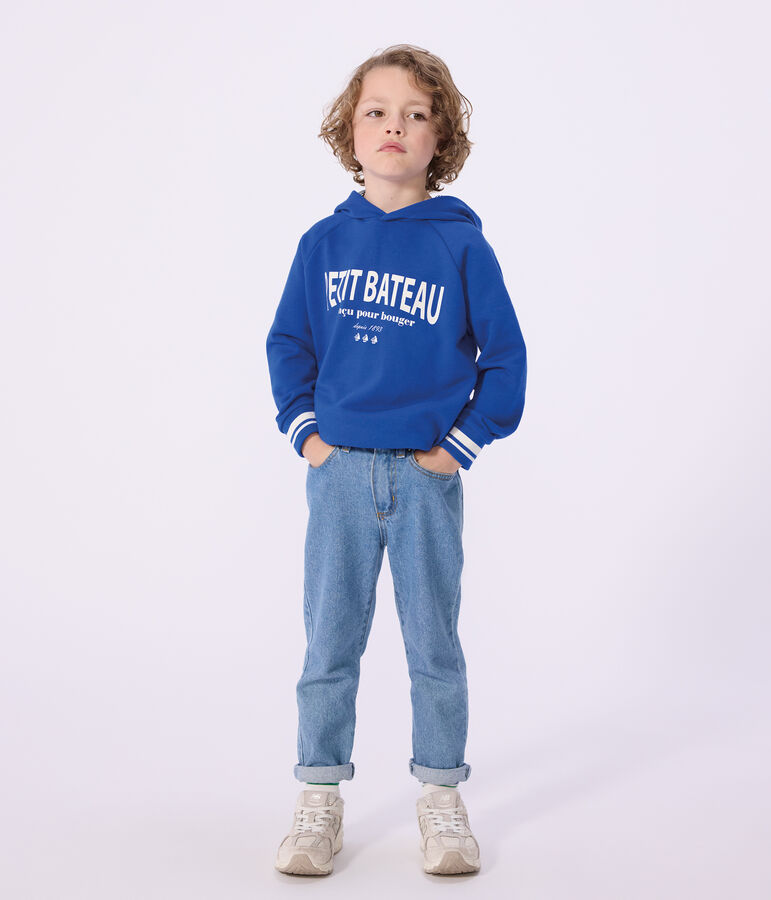 Katoenen hoodie voor kinderen blauw PERSE