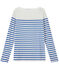 Dames-T-shirt met lange mouwen en streepjes wit MARSHMALLOW/blauw PERSE