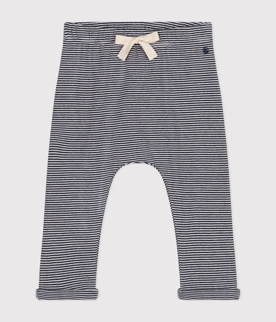 Babybroek van biologisch katoen blauw SMOKING/wit MARSHMALLOW