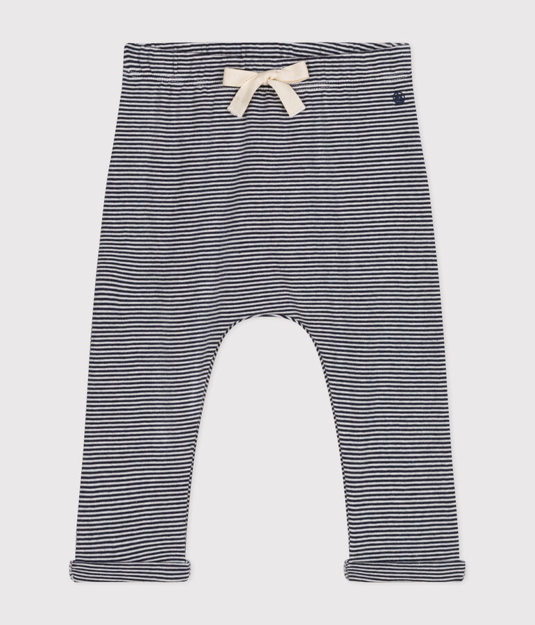 Babybroek van biologisch katoen blauw SMOKING/wit MARSHMALLOW