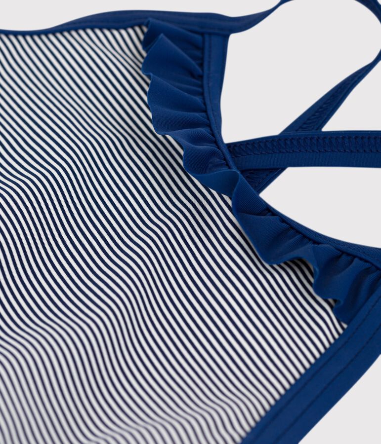 Iconisch meisjesbadpak uit 1 stuk blauw/wit