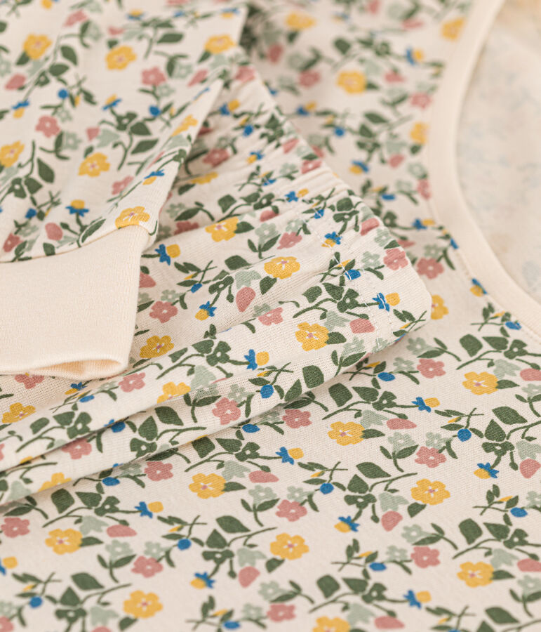 Katoenen damespyjama met bloemenmoteif van katoen ecru/multicouleur