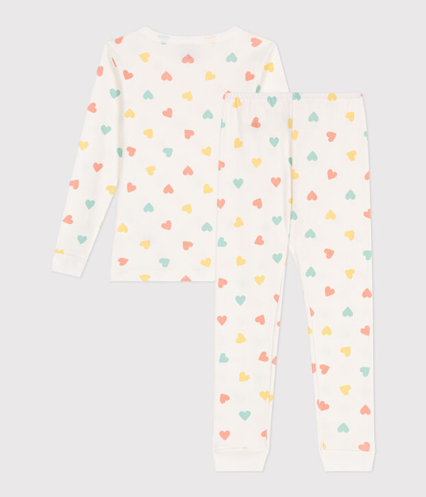 Zeer getailleerde kinderpyjama van bedrukt katoen wit/multicouleur