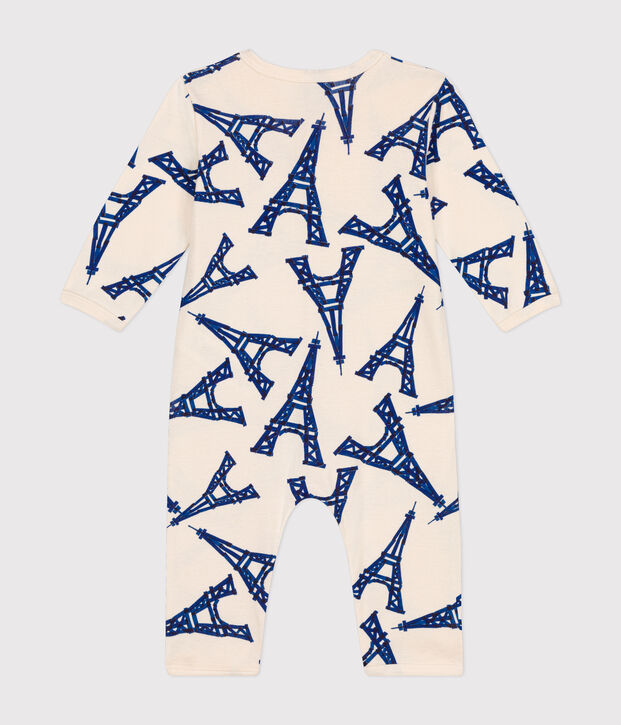 Katoenen babypyjama in het thema 'Parijs' ecru/multicouleur