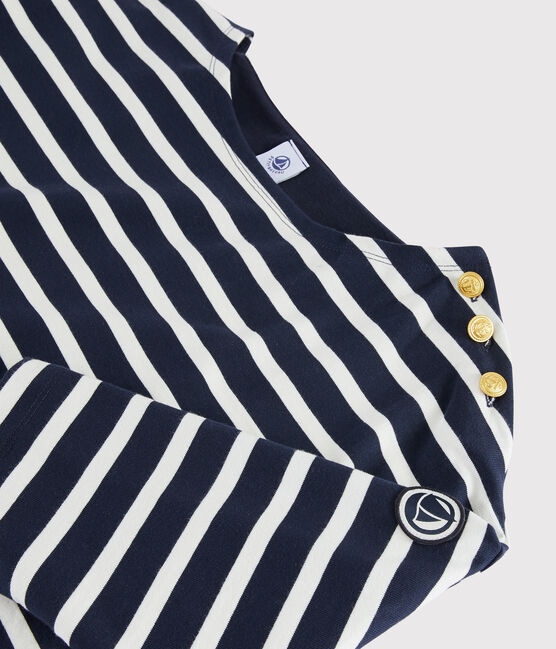 Katoenen marinetrui Dames blauw SMOKING/wit MARSHMALLOW