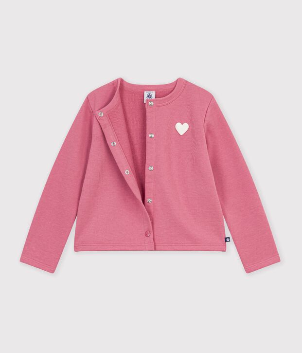 Cardigan enfant en coton uni rose