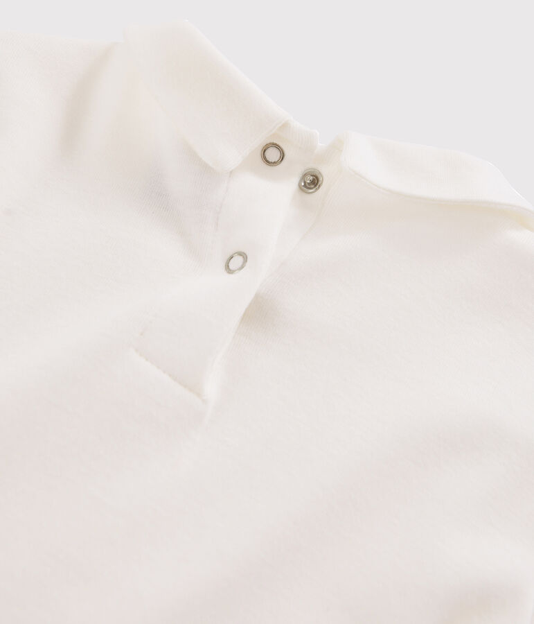 T-shirt fille &agrave; col claudine blanc MARSHMALLOW