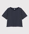 LE BOXY, T-shirt voor dames in katoen  blauw SMOKING/wit MARSHMALLOW