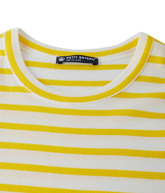 T-shirt femme en côte originale rayée jaune SHINE/blanc MARSHMALLOW