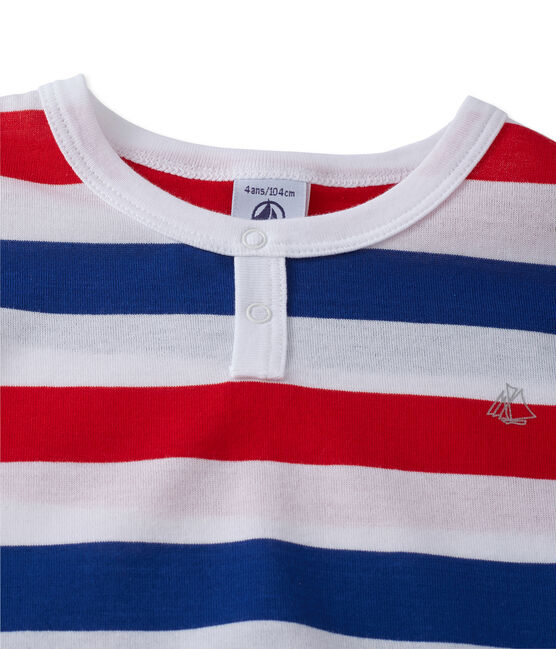 Pyjacourt garçon en jersey rayé wit ECUME/blauw SOURCE/ ECUME