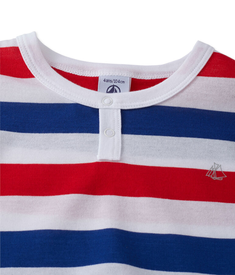 Pyjacourt gar&ccedil;on en jersey ray&eacute; wit ECUME/blauw SOURCE/ ECUME