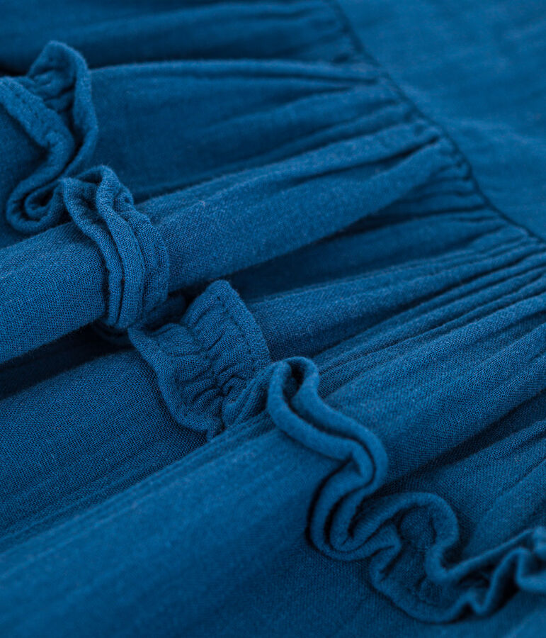 Meisjesjurk met korte mouwen in zacht katoen blauw