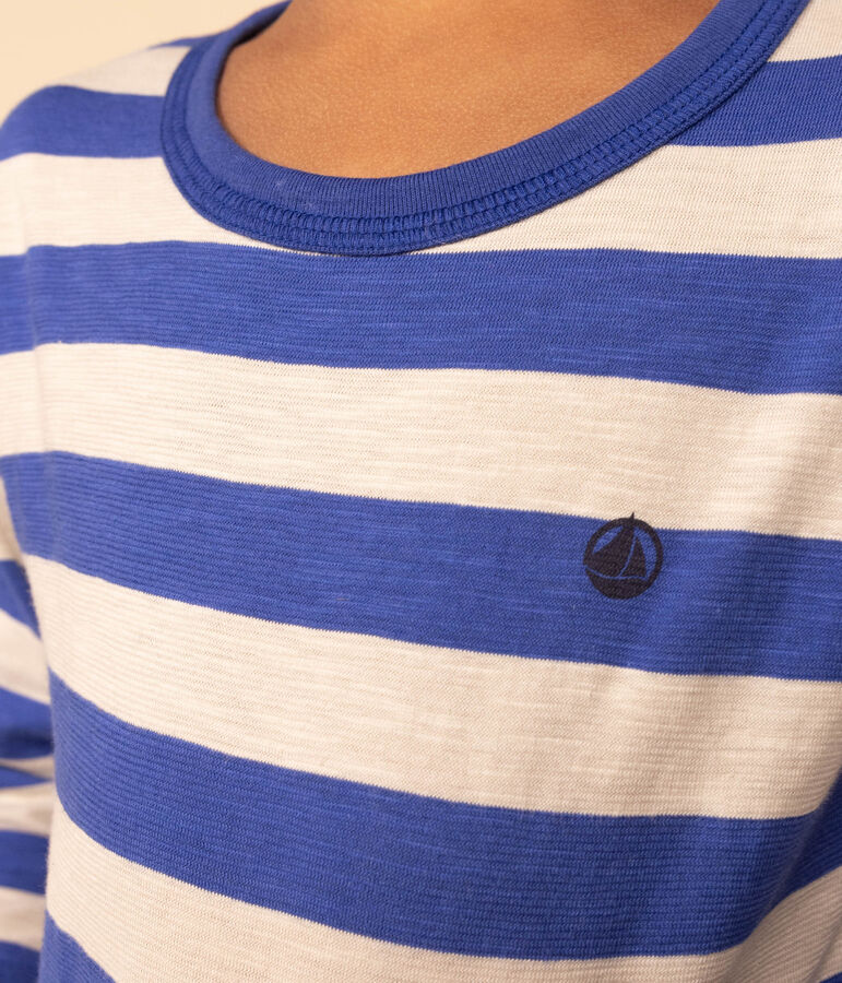 Jongens-T-shirt met lange mouwen in katoen blauw/grijs