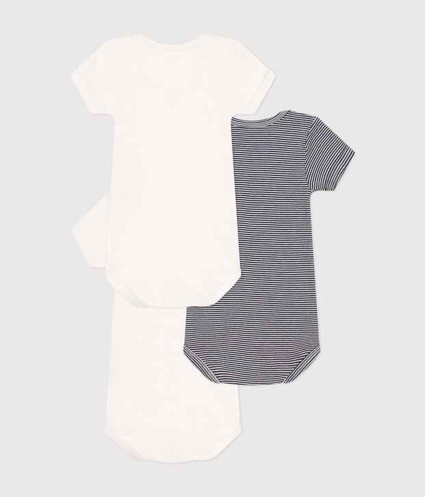 Lot de 3 bodies manches courtes en coton b&eacute;b&eacute; multicouleur
