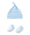 Ensemble bonnet de naissance + chaussons bébé bleu FRAICHEUR/blanc ECUME