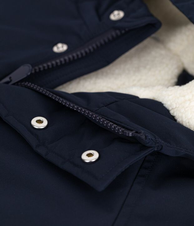 Parka enfant mi-longue unie bleu marine