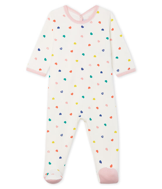 Slaappakje van molton voor babymeisjes wit MARSHMALLOW/wit MULTICO