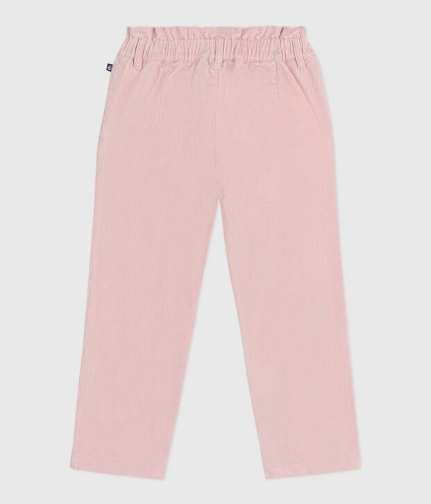 Pantalon enfant en velours uni rose clair