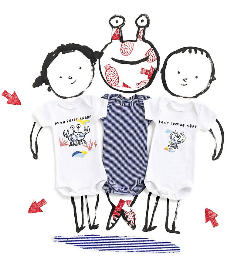 Lot de 3 bodies manches courtes Serge Bloch b&eacute;b&eacute; multicouleur