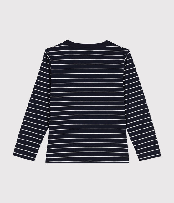 Jongens-T-shirt met lange mouwen blauw SMOKING/wit MARSHMALLOW