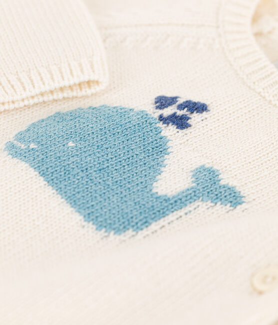 Setje van tricot uit wol en katoen voor baby's wit MARSHMALLOW