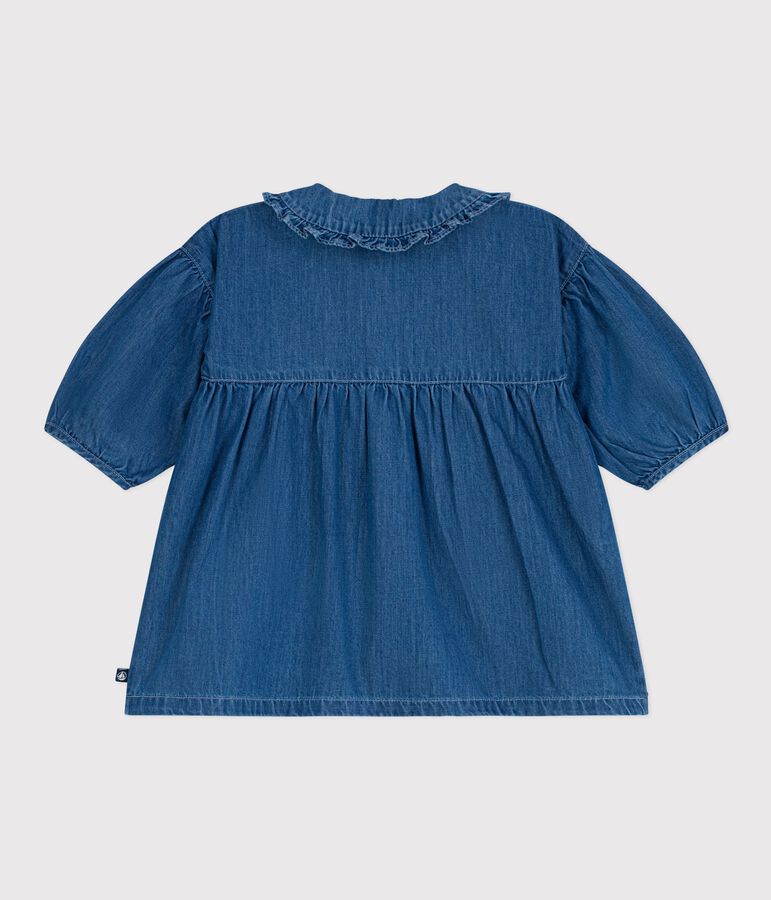 Robe b&eacute;b&eacute; en denim manches longues &agrave; col bleu