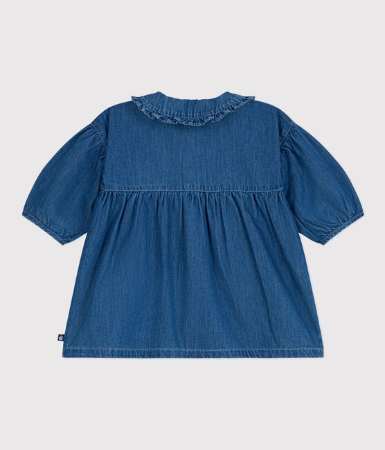 Babyjurkje in denim met lange mouwen en kraagje blauw DENIM CLAIR