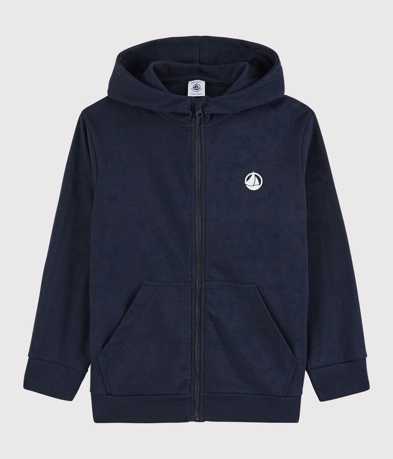 Sweatshirt zipp&eacute; &agrave; capuche en coton enfant gar&ccedil;on bleu