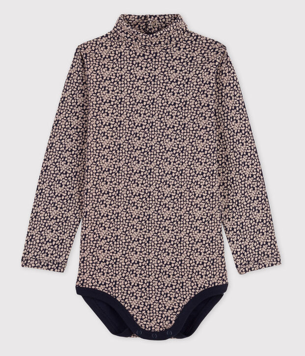 Body manches longues b&eacute;b&eacute; col roul&eacute; bleu/blanc