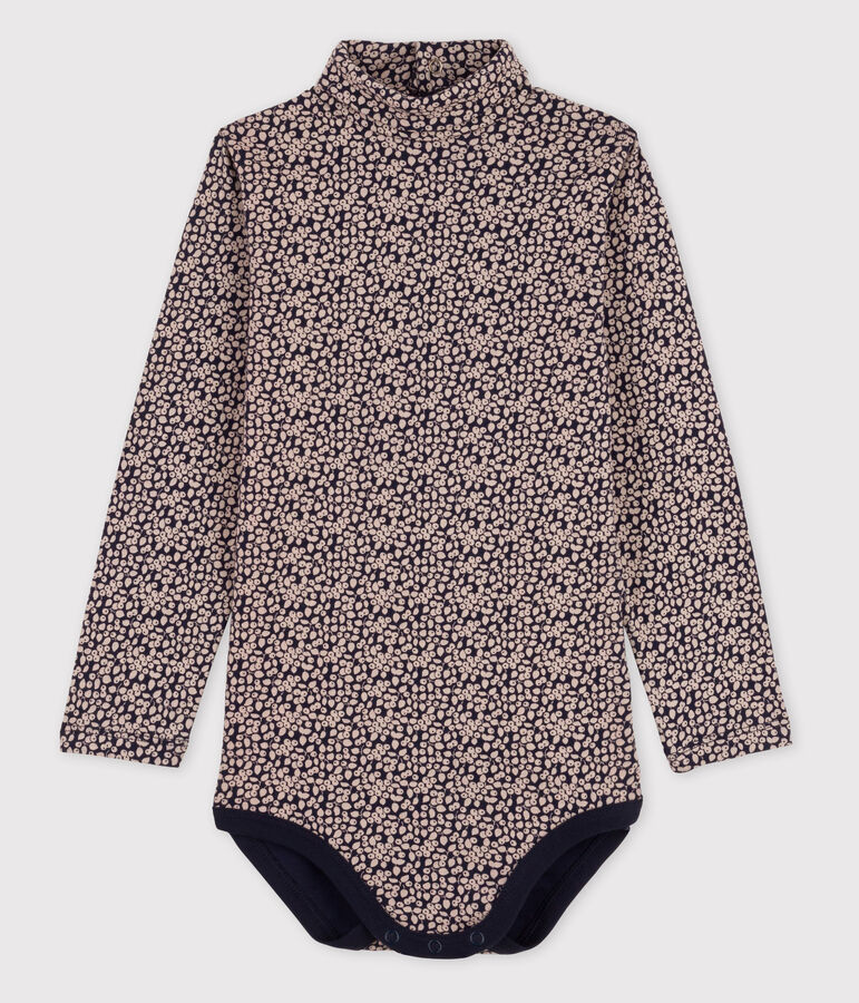 Body manches longues b&eacute;b&eacute; col roul&eacute; bleu/blanc