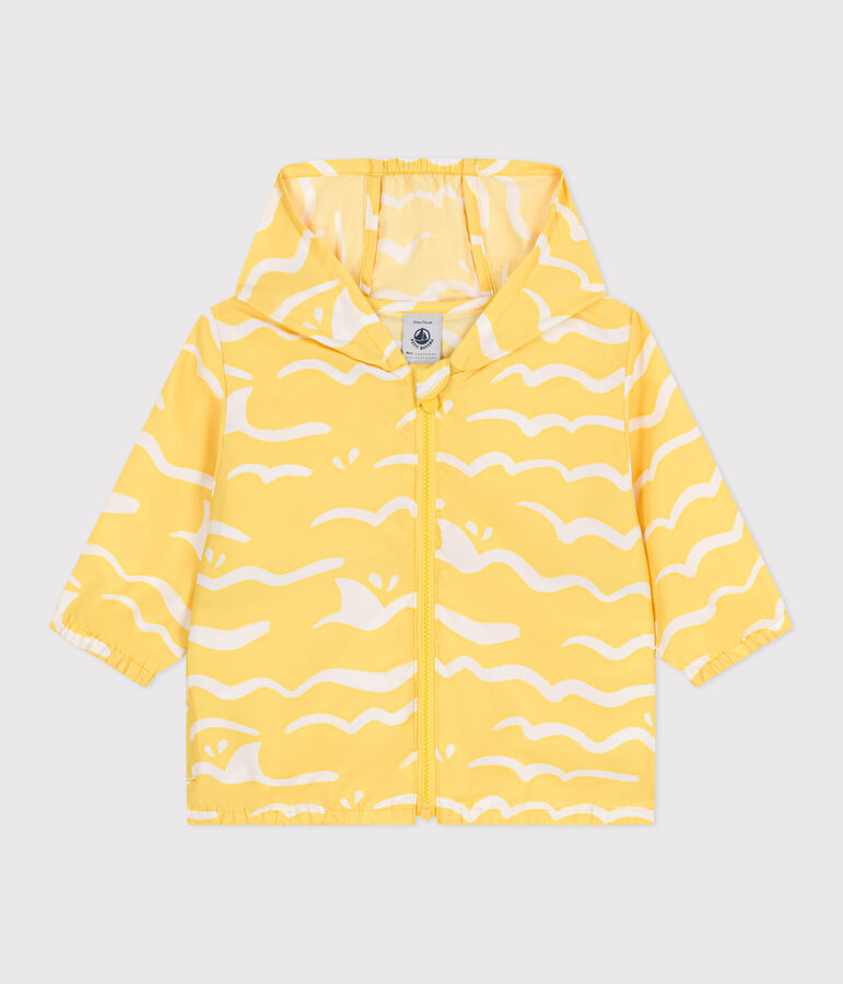 Coupe-vent b&eacute;b&eacute; anti-UV en polyester, imprim&eacute; requin jaune/blanc