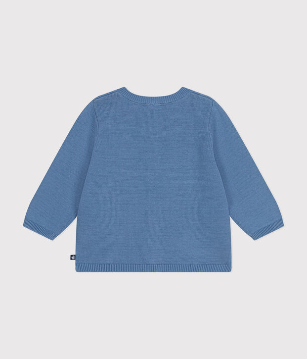 Gebreide babycardigan van ajourkatoen blauw