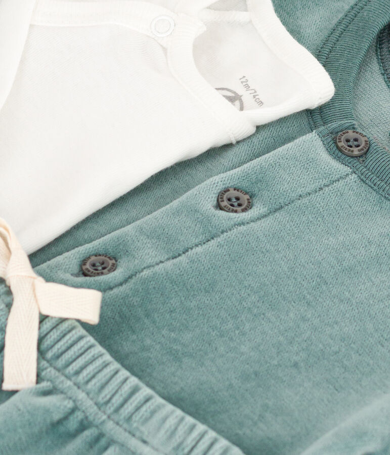 Ensemble en velours et body b&eacute;b&eacute; vert BRUT