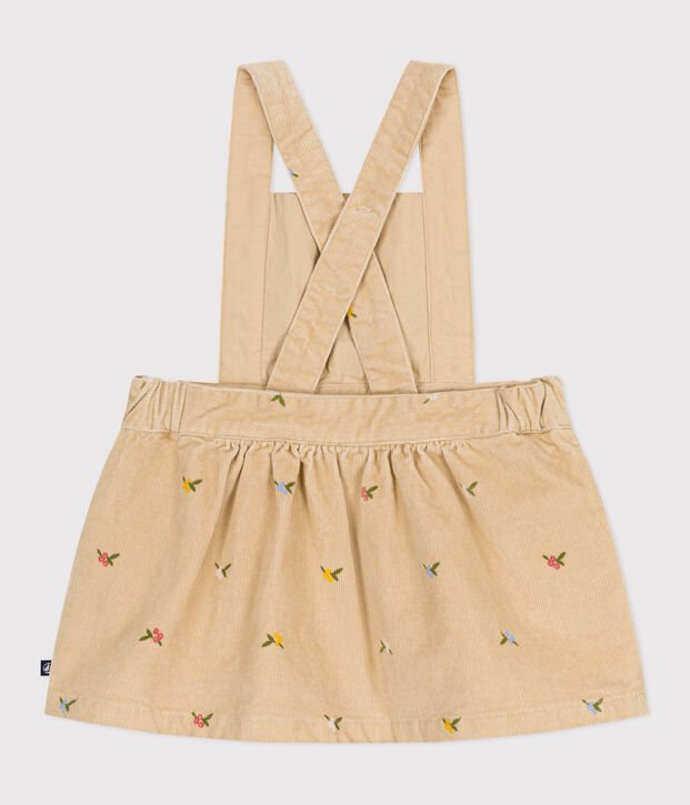 Robe b&eacute;b&eacute; en velours c&ocirc;tel&eacute; brod&eacute; de fleurs beige/multicouleur