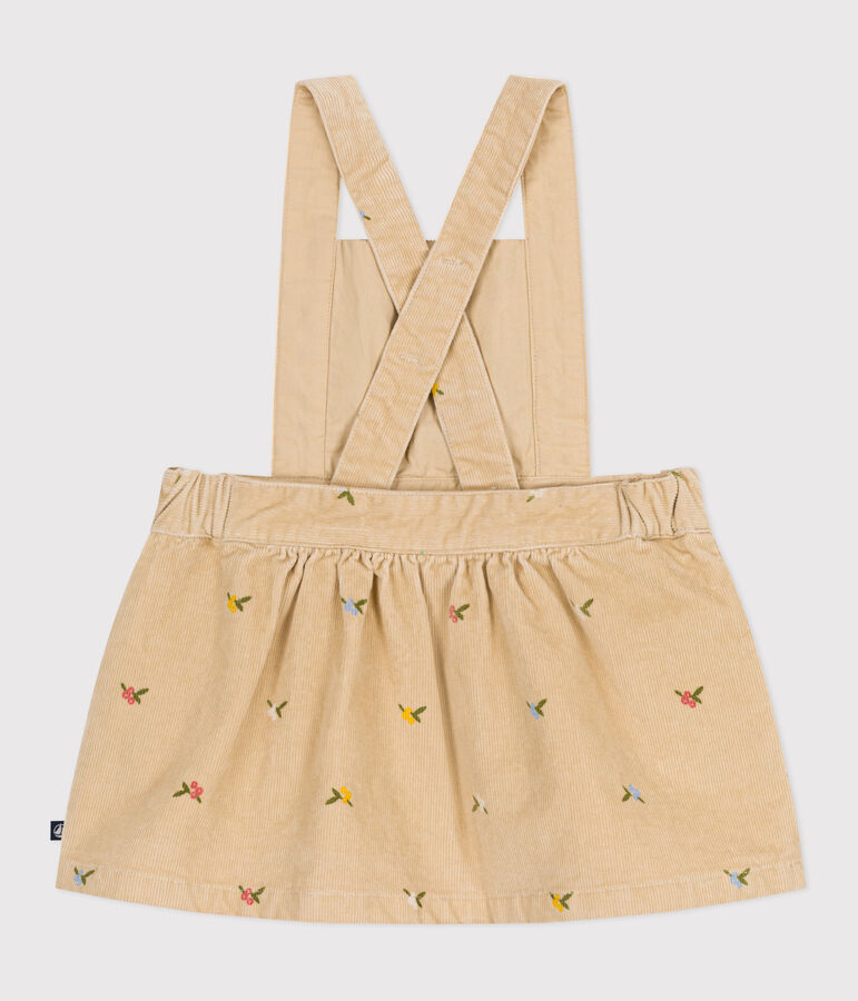 Robe b&eacute;b&eacute; en velours c&ocirc;tel&eacute; brod&eacute; de fleurs beige/multicouleur