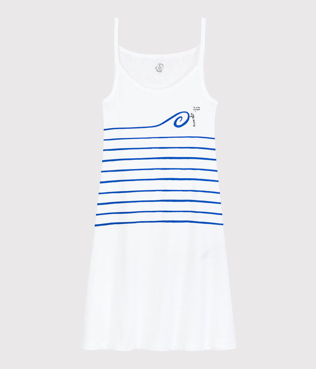 Robe &agrave; bretelles iconique en coton Femme blanc