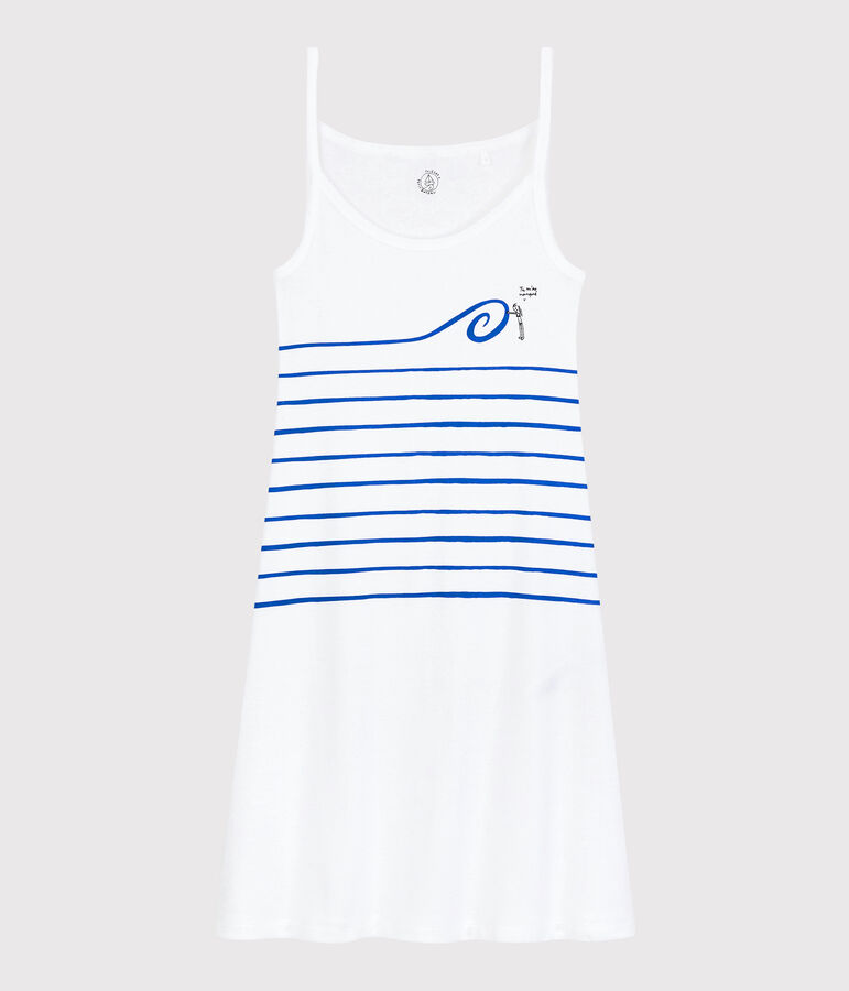 Robe &agrave; bretelles iconique en coton Femme blanc