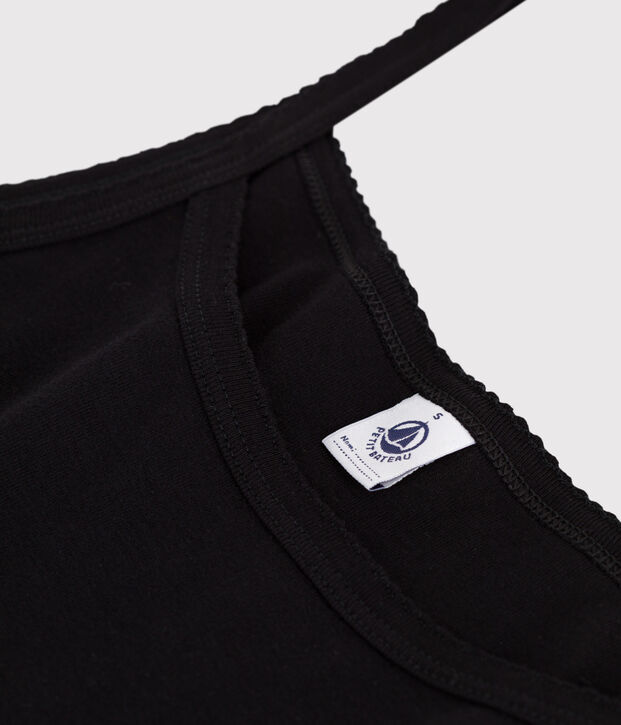 Effen katoenen damestop zwart