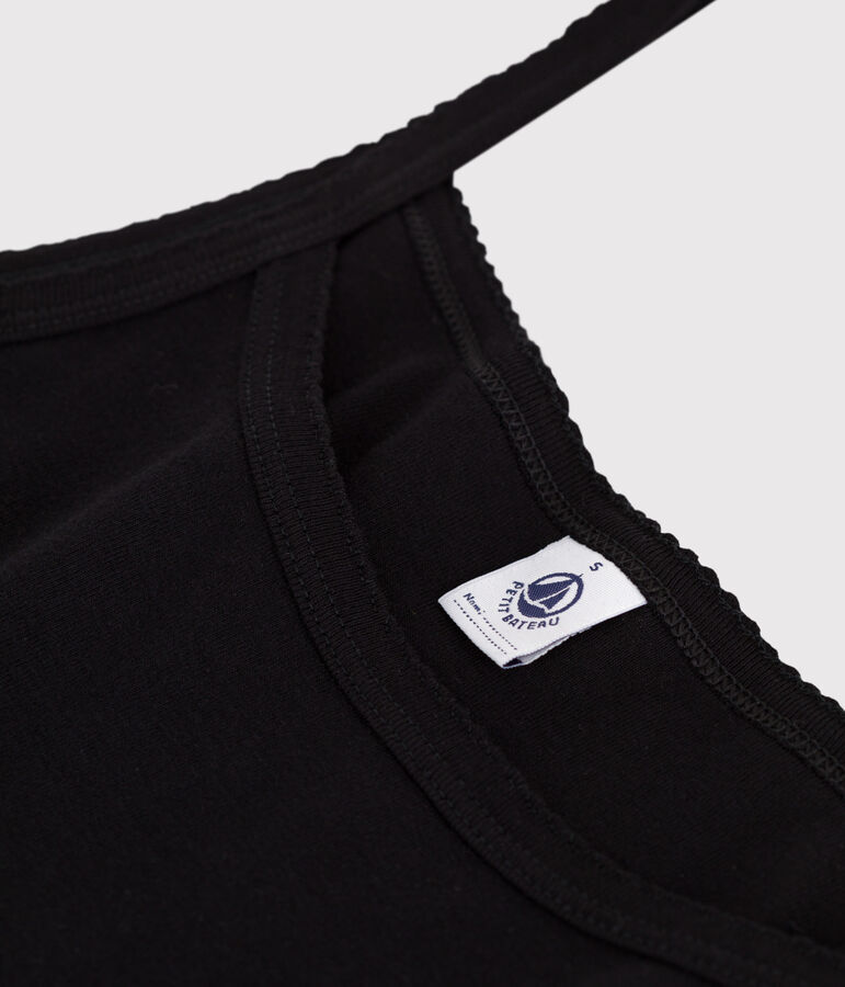 Effen katoenen damestop zwart