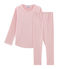 Pyjama petite fille en côte rose CHARME/blanc MARSHMALLOW
