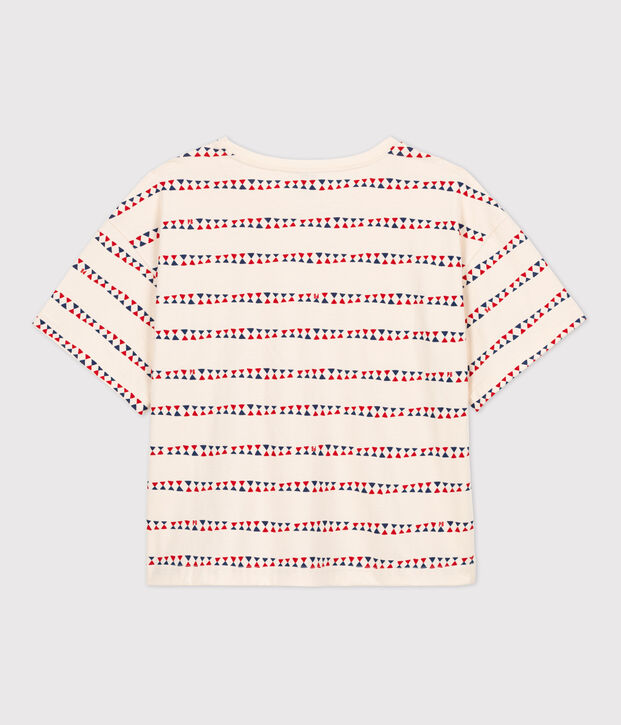 T-shirt LE BOXY en coton Femme &eacute;cru/rouge/multicouleur