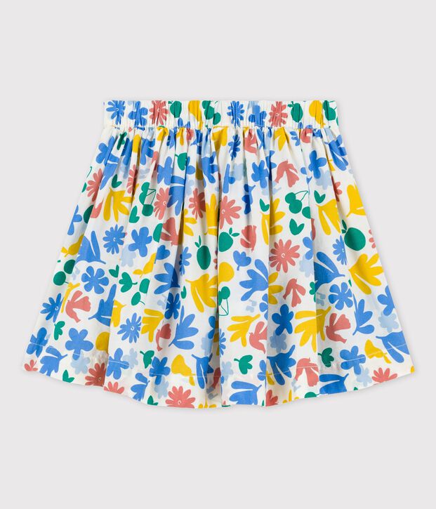 Jupe en popeline imprim&eacute;e enfant fille blanc/multicouleur