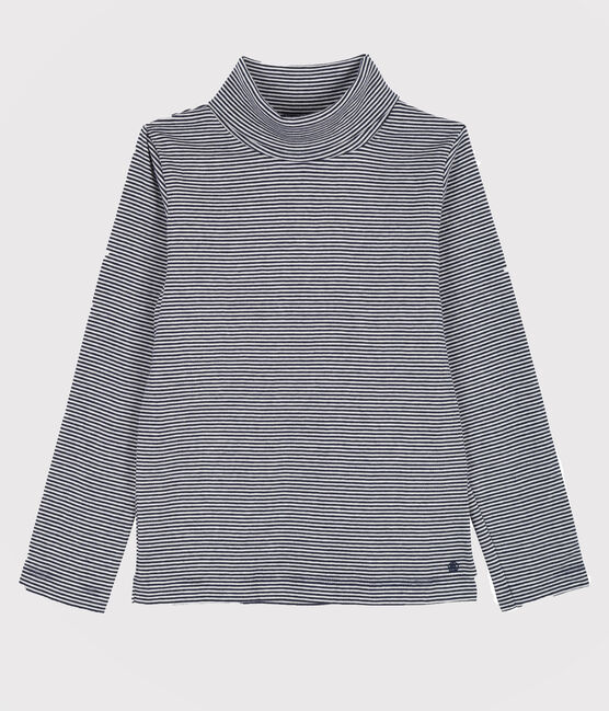 Sous-pull enfant fille/garçon bleu SMOKING/blanc MARSHMALLOW
