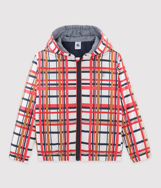 Warme windbreker kinderen gemixt wit MARSHMALLOW+SIGNAL/rood MULTICO